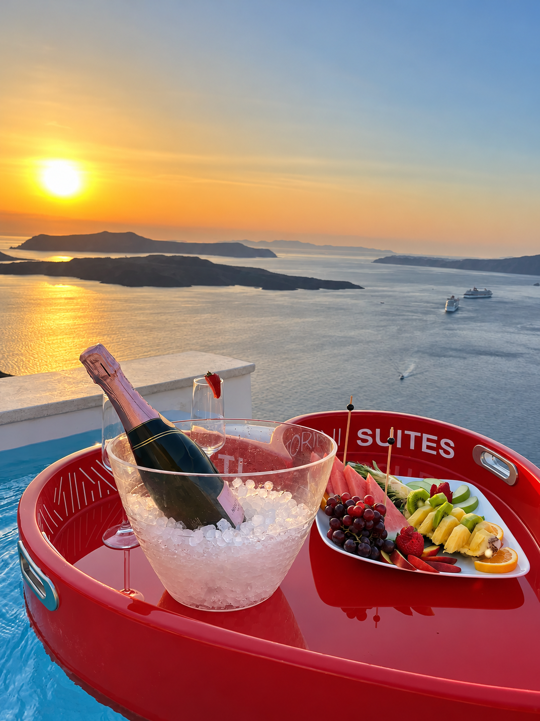 Sunset drinks by the sea at Alti Suites Santorini